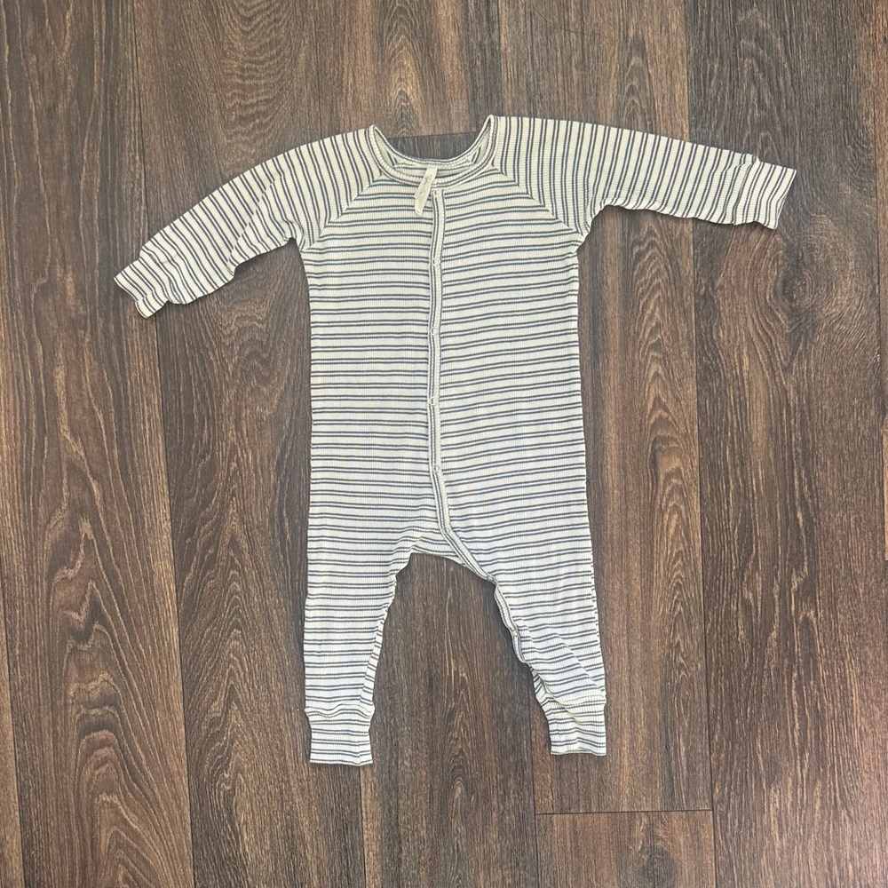 Rylee + Cru Gray Striped Kids Footie